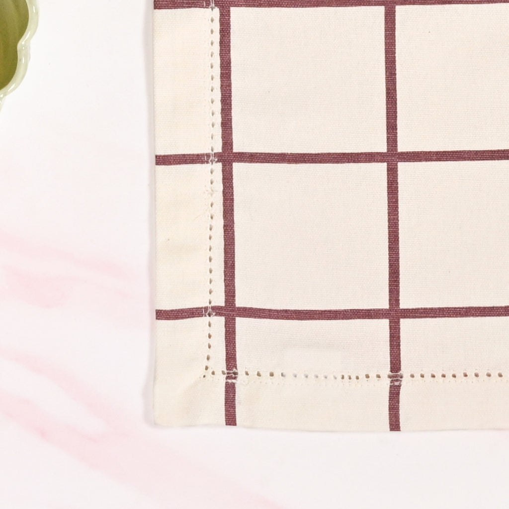 Mauve Grid Cotton Table Napkin Set Of 4 Nestasia