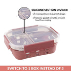 Gripso Triple Compartment Lunch Box 1000ml Mauve Nestasia