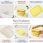 Groovo Stackable Storage Container Set Of 6 S 310ml M 520ml L 750ml XL 1200ml Nestasia