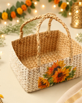 Natural Seagrass Hamper Basket for Kitchen, Dining Table, and Decorative Display