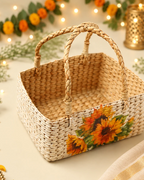 Natural Seagrass Hamper Basket for Kitchen, Dining Table, and Decorative Display