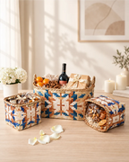 Natural Bamboo Shelf Baskets with Handles Set of 3 for Storage and Home Decor