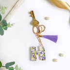 Heartfelt H Keychain With Pressed Flowers Nestasia