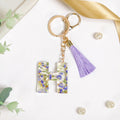 Heartfelt H Keychain With Pressed Flowers Nestasia