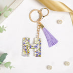Heartfelt H Keychain With Pressed Flowers Nestasia