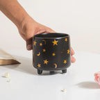 Stars and Moons Black Ceramic Planter Small Nestasia