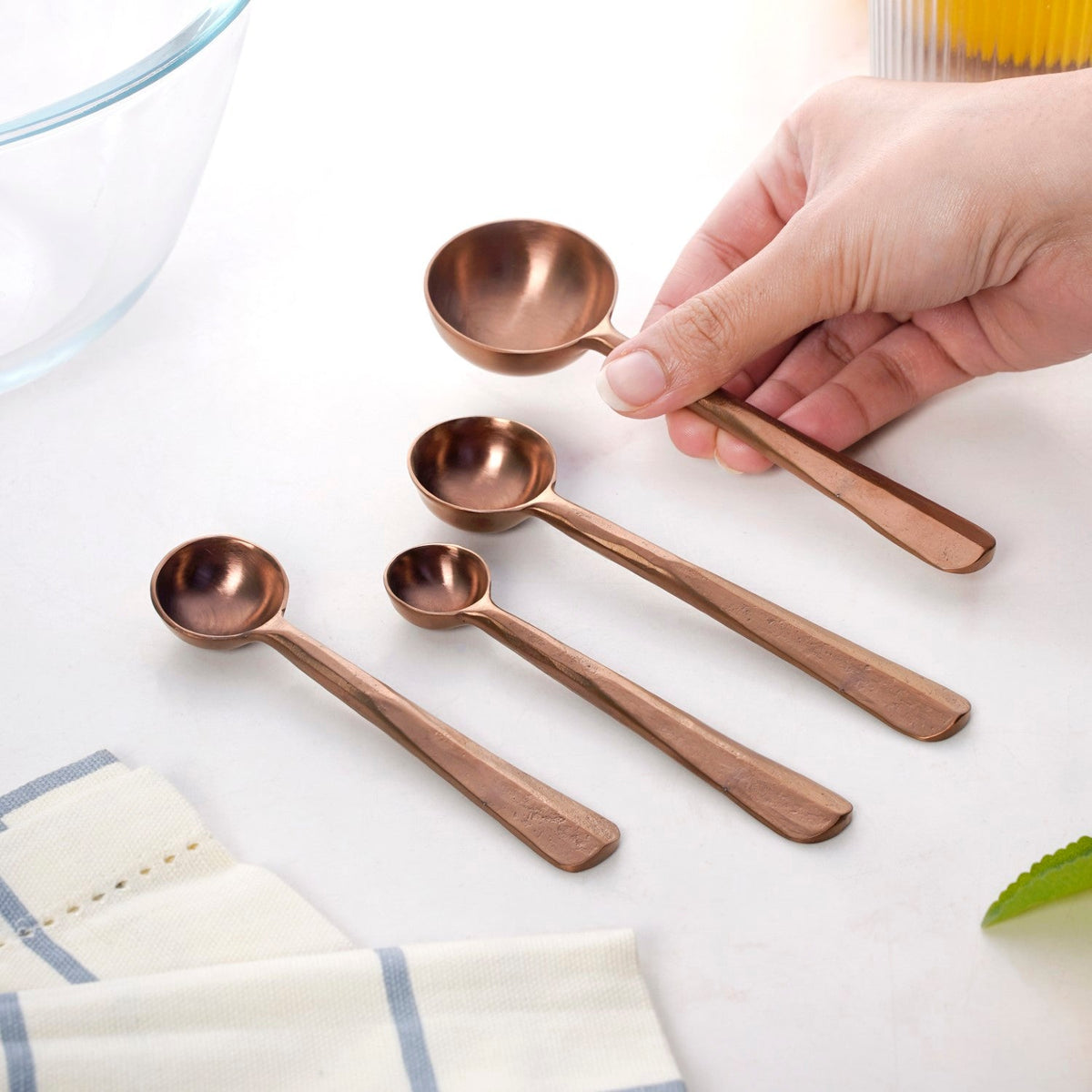Rustic Cafecore Bronze Measuring Spoon Set Of 4 Nestasia
