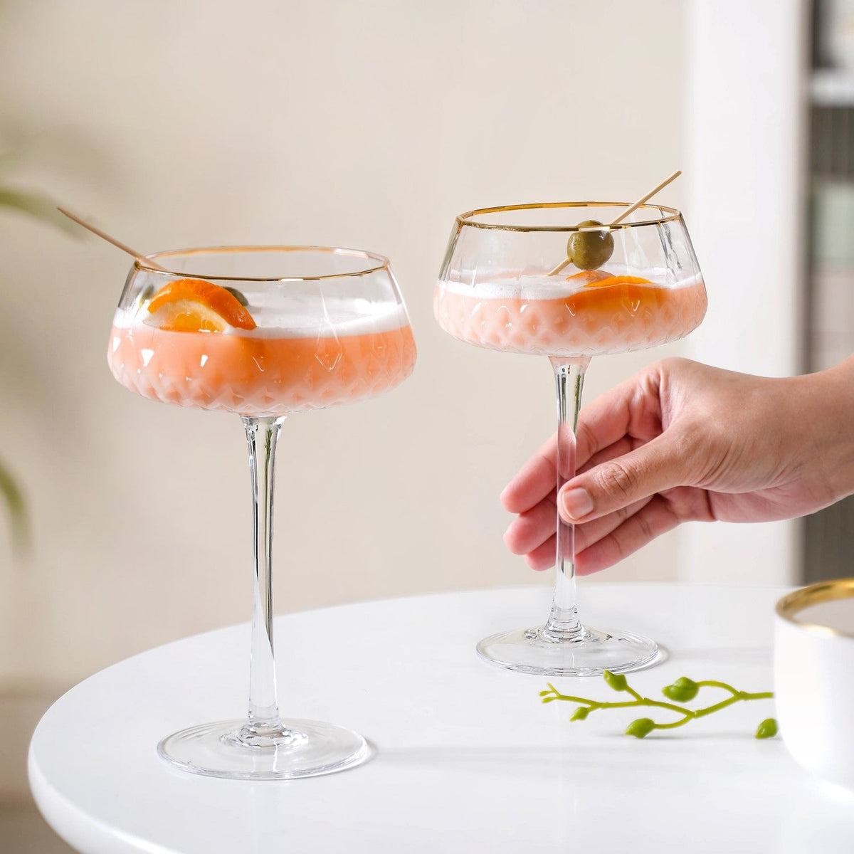 Crystal Gold Rim Cocktail Glass Set Of 2 320ml Nestasia