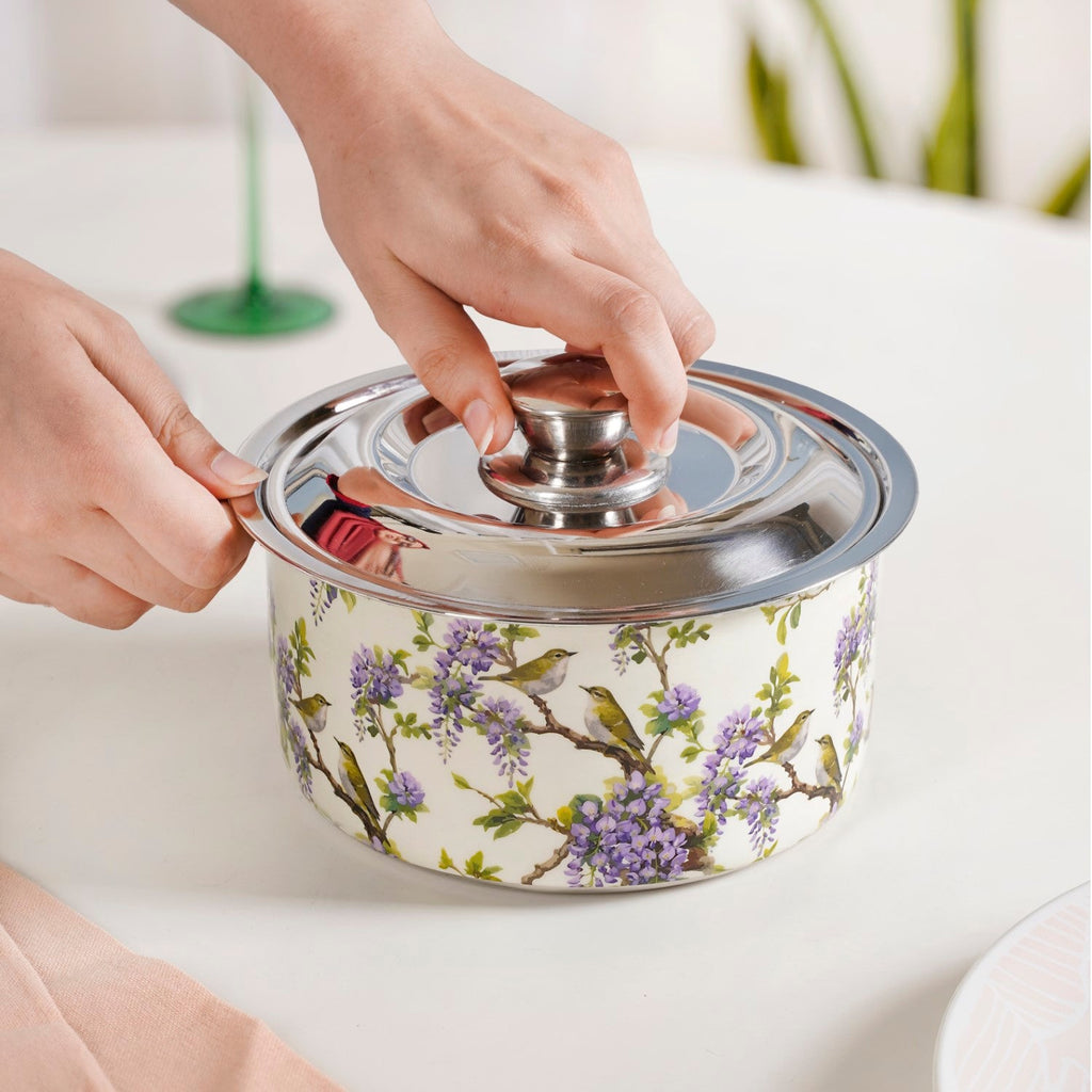 Wisteria Birds Printed Casserole 1100ml Nestasia
