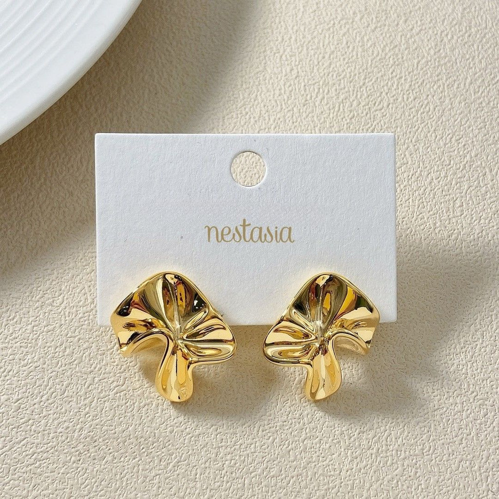 Gold Hammered Fold Studs Nestasia