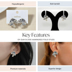 Silver Hammered Fold Studs Nestasia