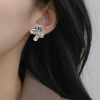 Silver Hammered Fold Studs Nestasia