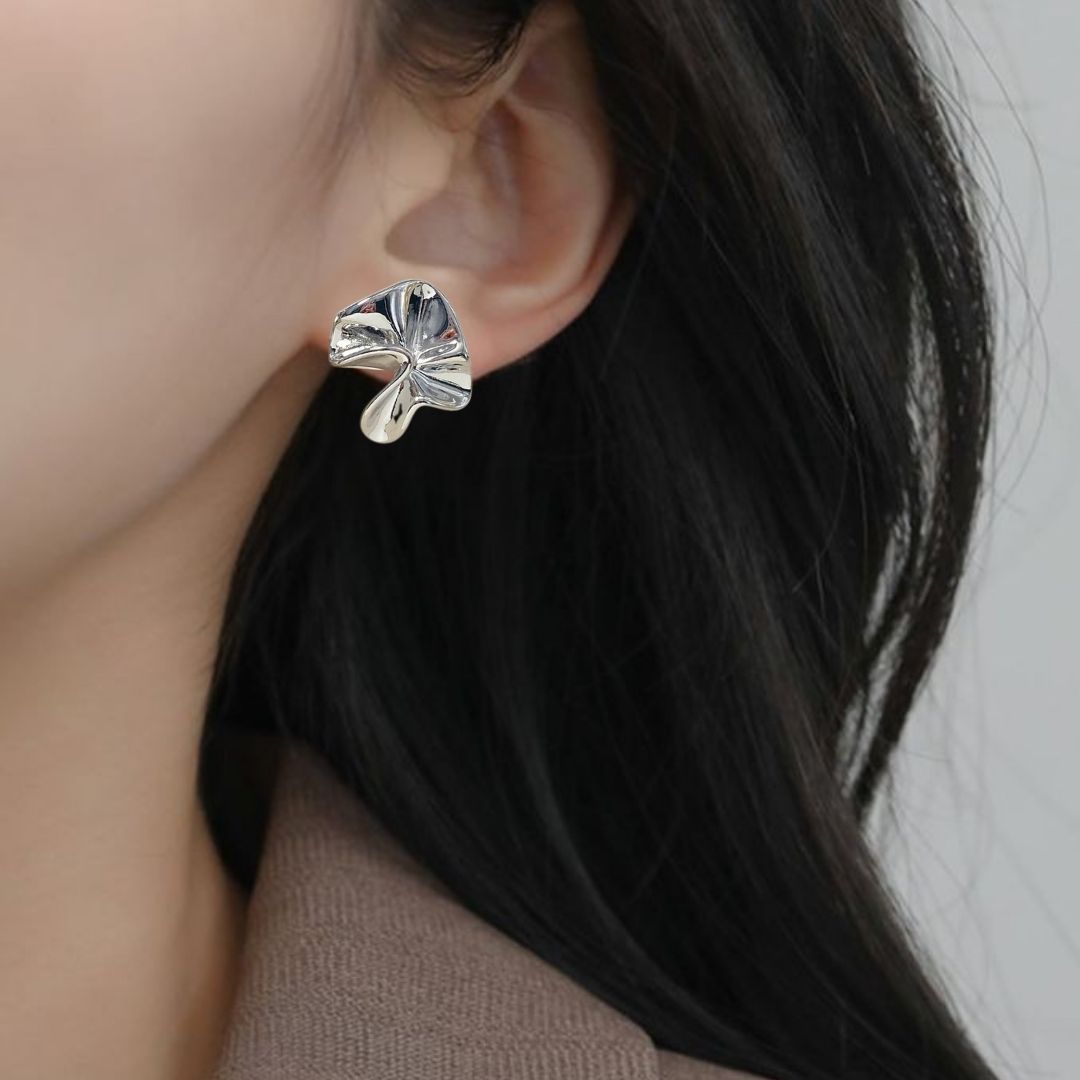 Silver Hammered Fold Studs Nestasia
