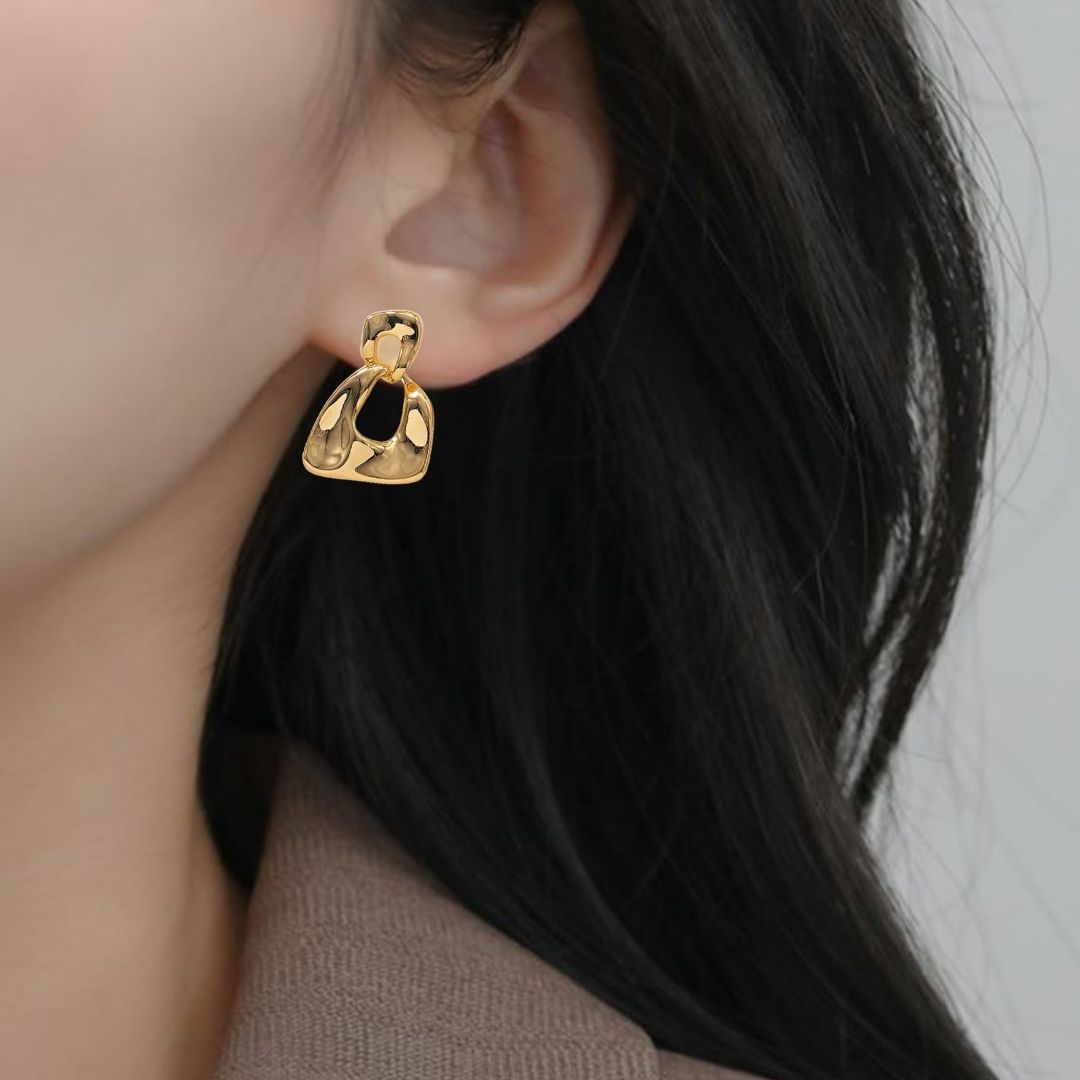 Hammered Fusion Danglers Gold Nestasia