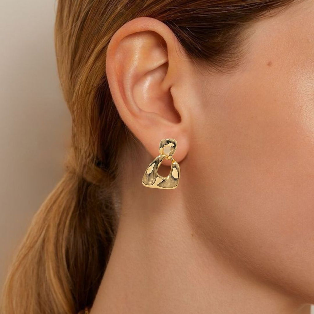 Hammered Fusion Danglers Gold Nestasia