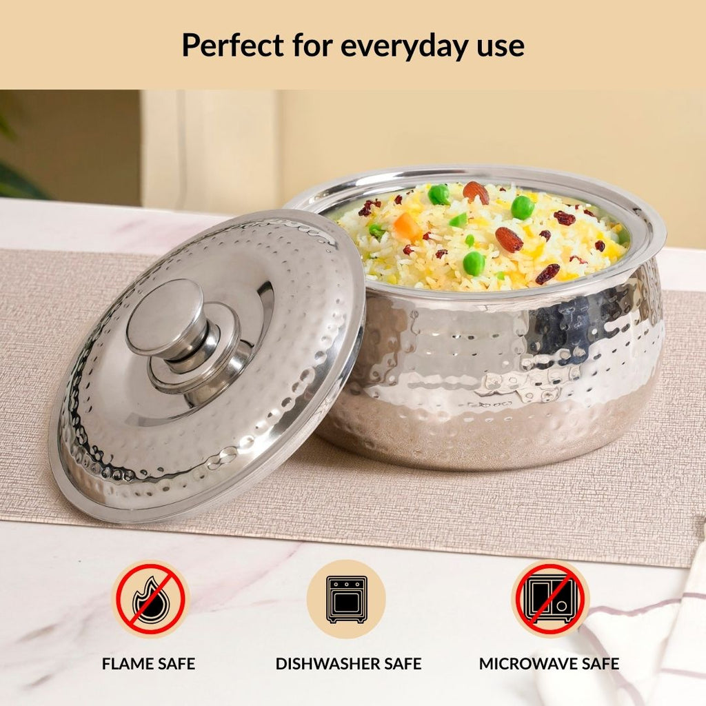 Hammered Stainless Steel Casserole 1500ml Nestasia