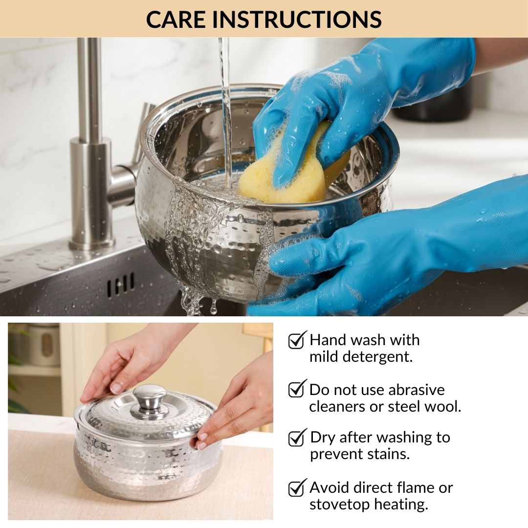 Hammered Stainless Steel Casserole 1500ml Nestasia