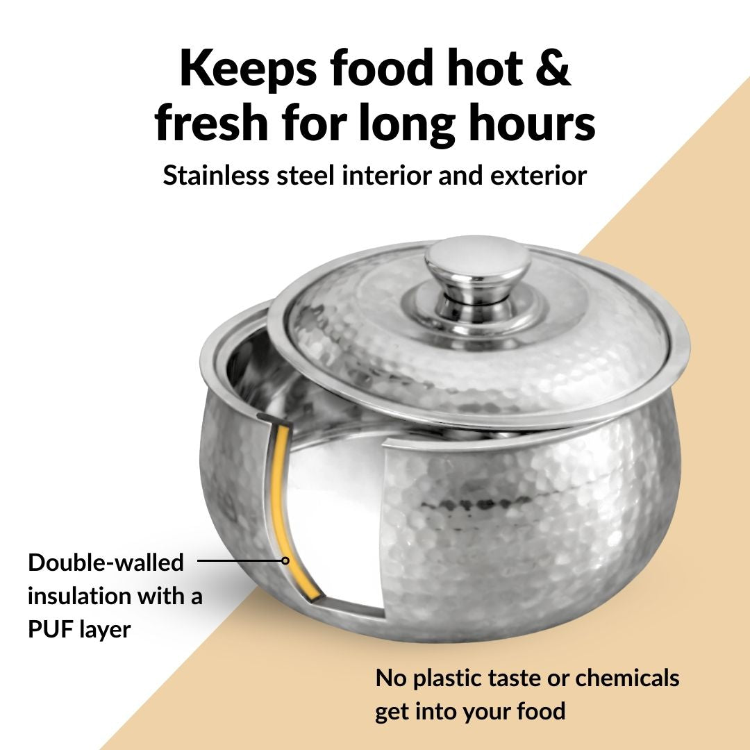 Hammered Stainless Steel Casserole 1500ml Nestasia