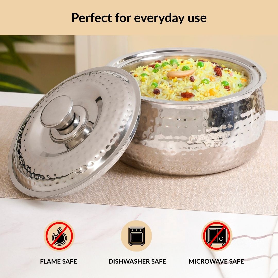 Hammered Stainless Steel Insulated Casserole 3000ml Nestasia