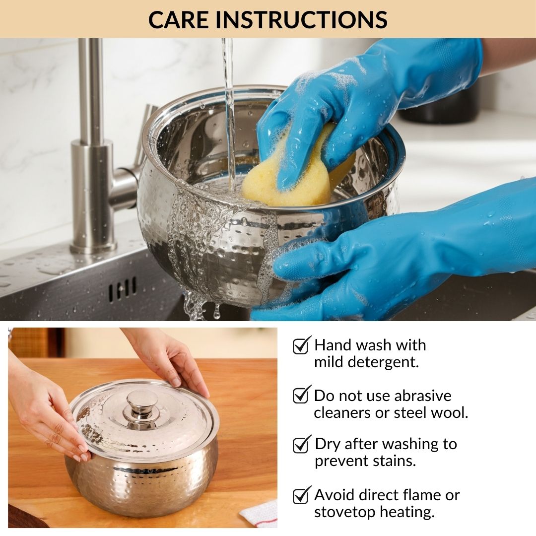 Hammered Stainless Steel Insulated Casserole 3000ml Nestasia