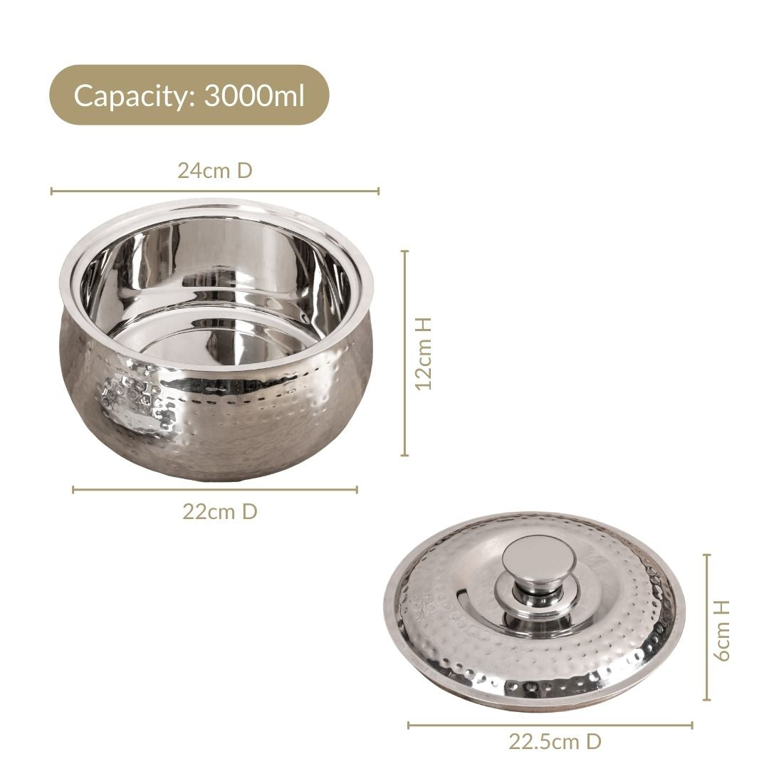 Hammered Stainless Steel Insulated Casserole 3000ml Nestasia