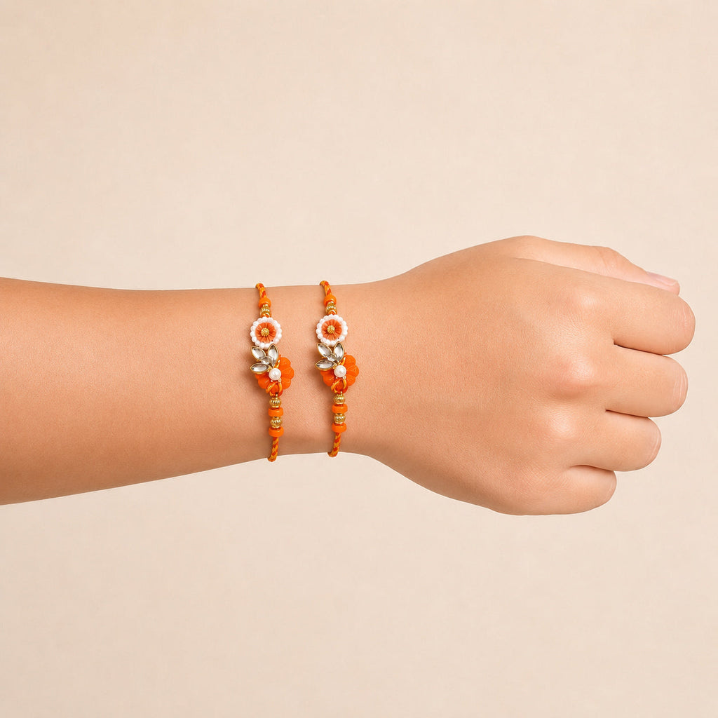 Saffron Petal Rakhi Gift Set Nestasia