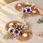 Purply Sustainable Handmade Bamboo Tealight Holder Set Of 2 Nestasia