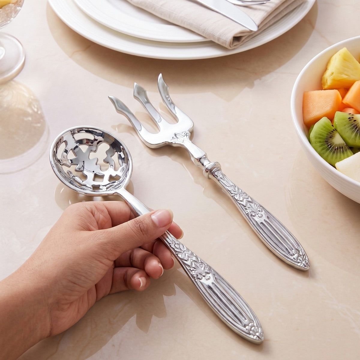 Vintage Serving Spoon And Fork Set Of 2 Nestasia