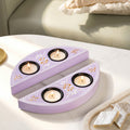 Handpainted Linea Wooden Tealight Holder With Candles Lavender Set Of 2 Nestasia