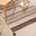 Flat Weave Zigzag Handwoven Cotton Dari Carpet 69x36 Inch Nestasia