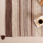 Flat Weave Zigzag Handwoven Cotton Dari Carpet 69x36 Inch Nestasia