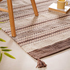 Flat Weave Zigzag Handwoven Cotton Dari Carpet 69x36 Inch Nestasia