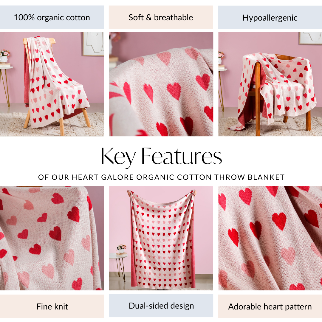Knitted Throw Hearts Nestasia