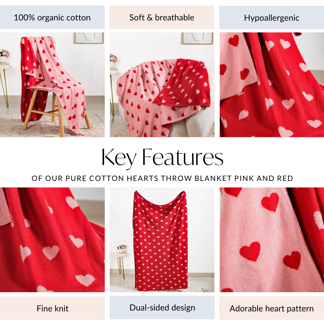 Heart Knitted Throw Blanket Nestasia