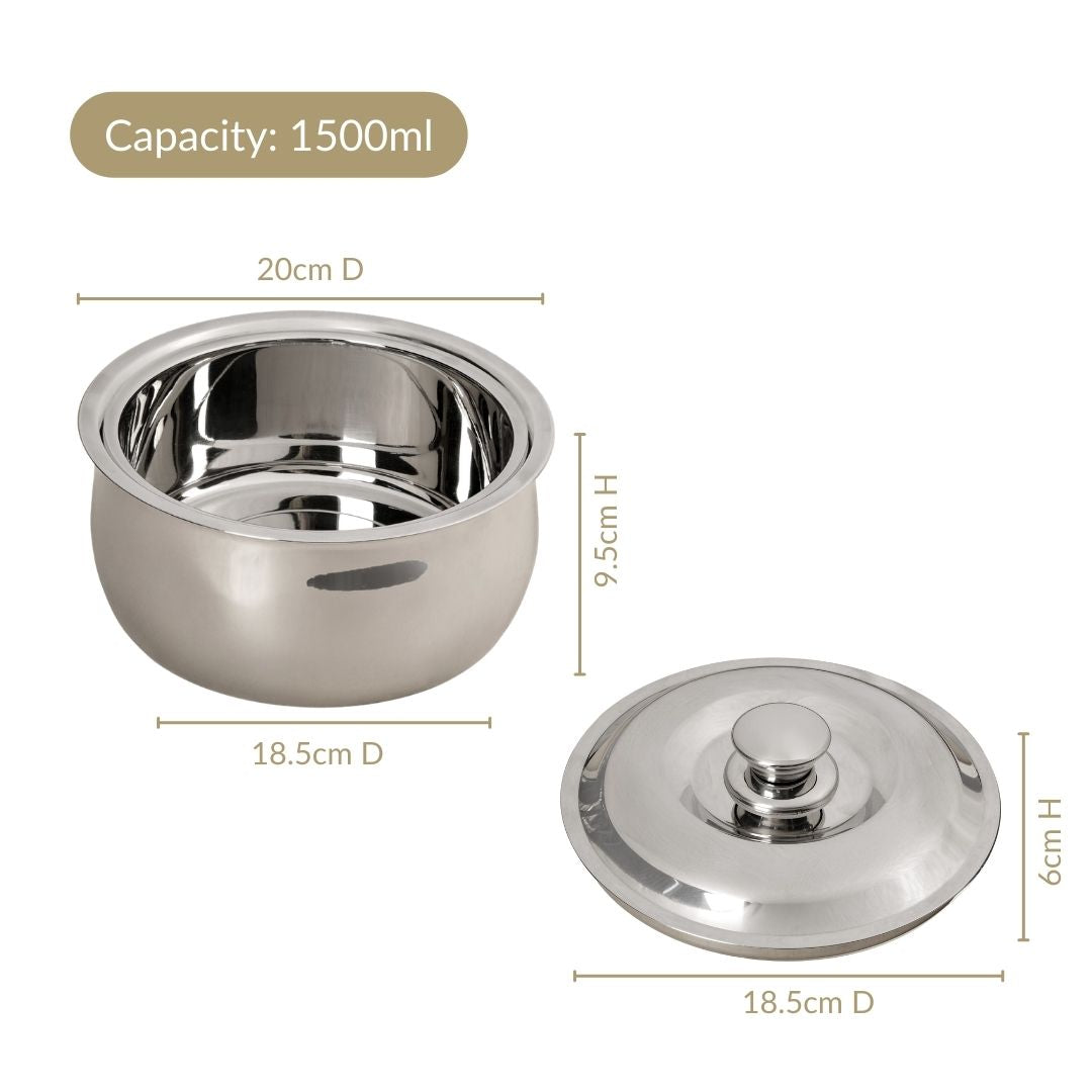 Heat Lock Stainless Steel Casserole 1500ml Nestasia