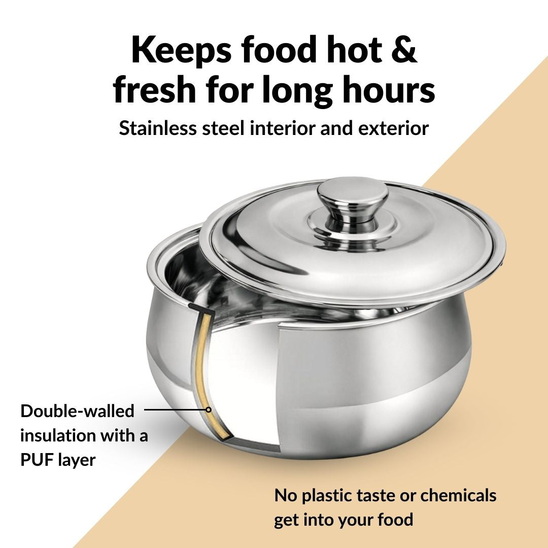 Heat Lock Stainless Steel Casserole 1500ml Nestasia