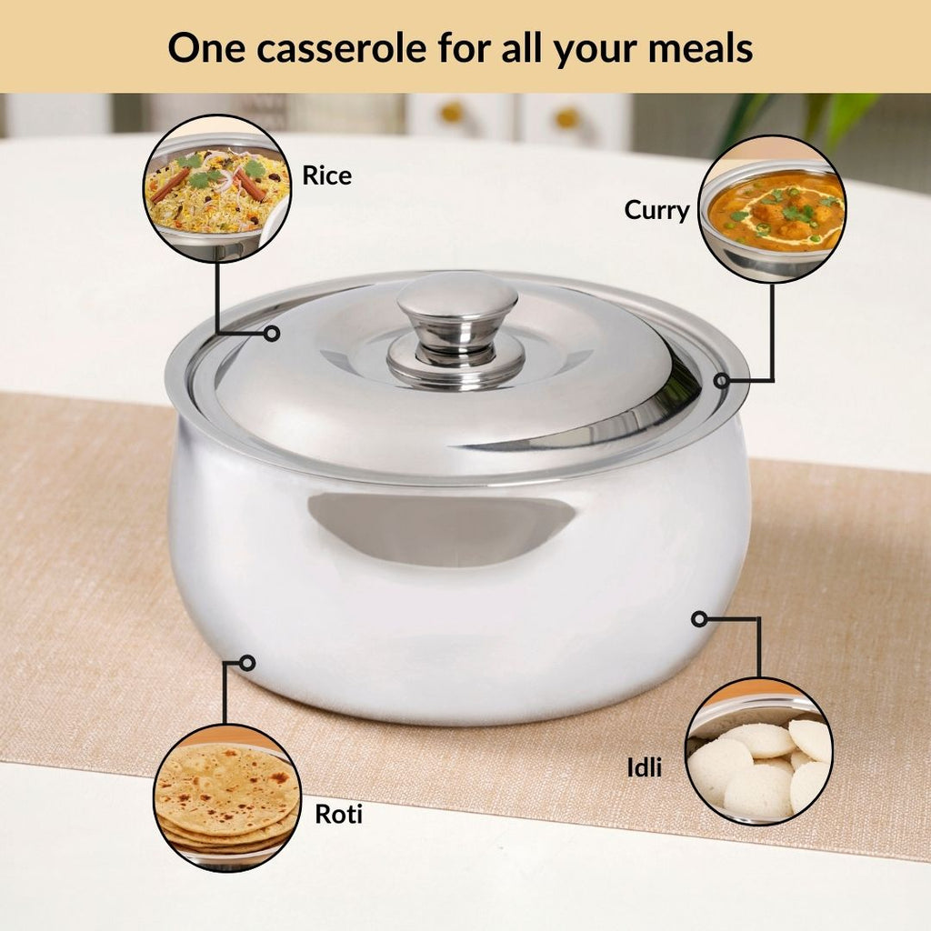 Heat Lock Stainless Steel Casserole 1500ml Nestasia