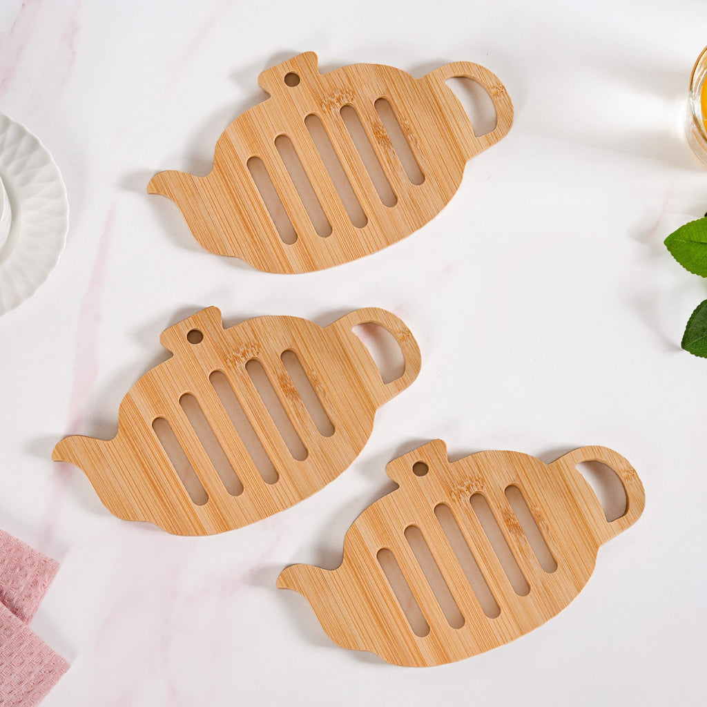 Teapot Trivet With Heat Resistant Bamboo Set Of 3 Nestasia