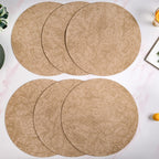 Beige Embossed Hibiscus Round Placemats Set Of 6 Nestasia