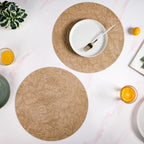 Beige Embossed Hibiscus Round Placemats Set Of 6 Nestasia