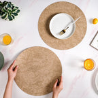 Beige Embossed Hibiscus Round Placemats Set Of 6 Nestasia