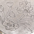 Hibiscus Brass Pooja Chowki With Silver Polish 22x8cm Nestasia