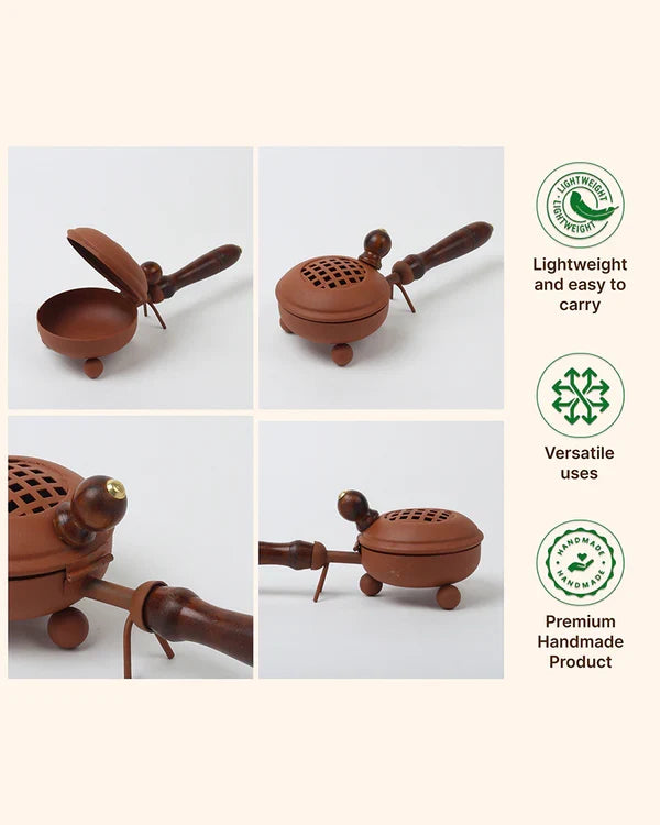 Handcrafted Metal Dhoopdani for Pooja Items and Religious Ceremonies