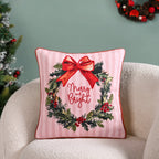 Holiday Wreath Embroidered Christmas Cushion Cover 40x40cm Nestasia