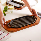 Barbecue Grill Plate With Seesham Wood Base Nestasia
