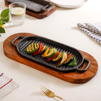 Barbecue Grill Plate With Seesham Wood Base Nestasia