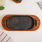 Barbecue Grill Plate With Seesham Wood Base Nestasia
