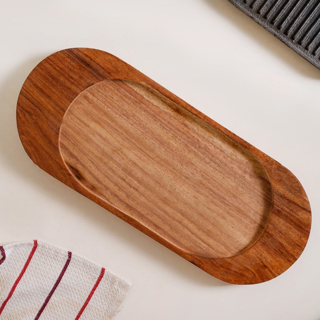 Barbecue Grill Plate With Seesham Wood Base Nestasia