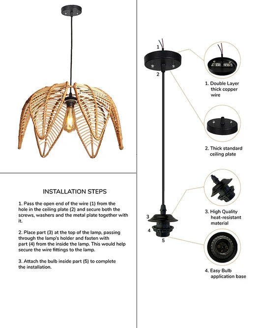 Handmade Raffia Ceiling Light for Balcony and Living Room