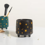 Stars and Moons Black Ceramic Planter Small Nestasia
